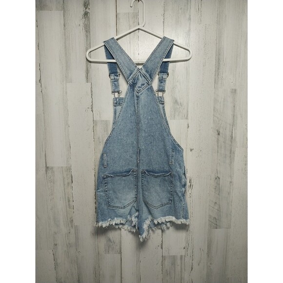 Wild Fable Size Small Distressed Denim Shortalls Shorts Overalls Cutoff Romper - Picture 5 of 5